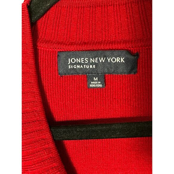 Jones New York Signature Women's Front Button Red Cardigan Size M Belted - Picture 3 of 6